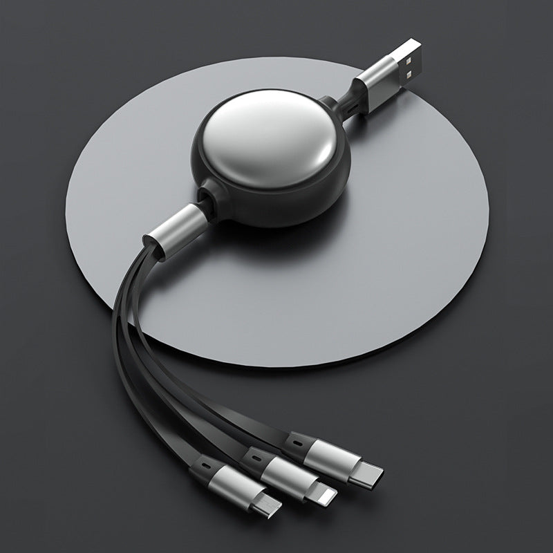 3-in-1 Retractable USB Cable: Micro USB, Type-C & Lightning - 2.4A Fast Charging Solution