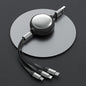 3-in-1 Retractable USB Cable: Micro USB, Type-C & Lightning - 2.4A Fast Charging Solution