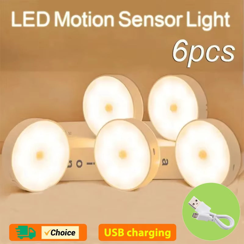 Rechargeable Motion Sensor LED Night Light - Effortless Wireless Illumination for Cabinets, Wardrobes, and Staircases
