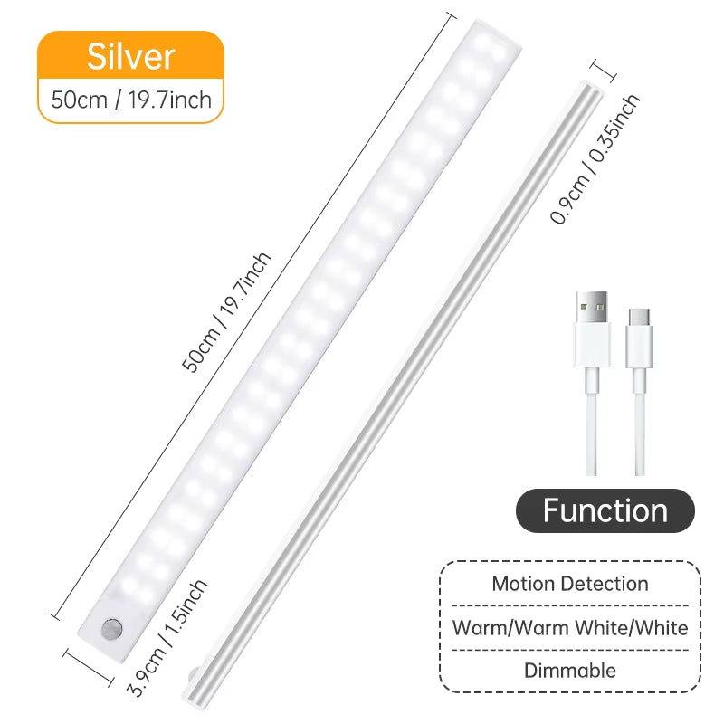 Advanced Wireless LED Motion Sensor Night Light - Rechargeable Under Cabinet Lamp for Kitchens and Wardrobes