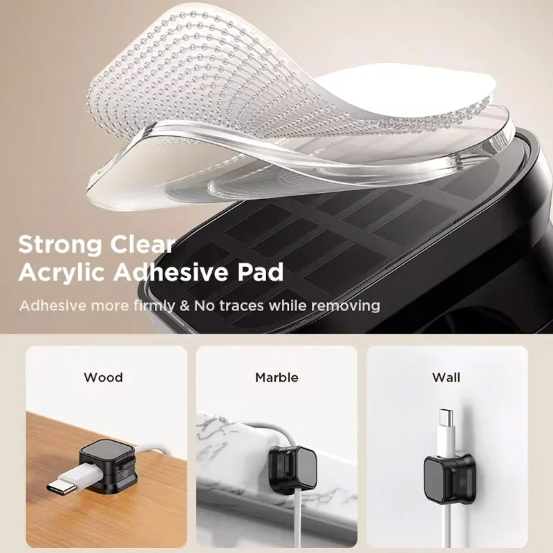 6-Piece Set of Adjustable Magnetic Cable Clips - Innovative Desk Cable Organizer for Efficient Cable Management