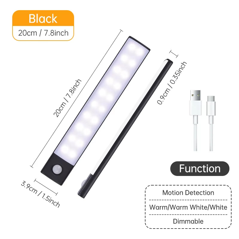 Advanced Wireless LED Motion Sensor Night Light - Rechargeable Under Cabinet Lamp for Kitchens and Wardrobes