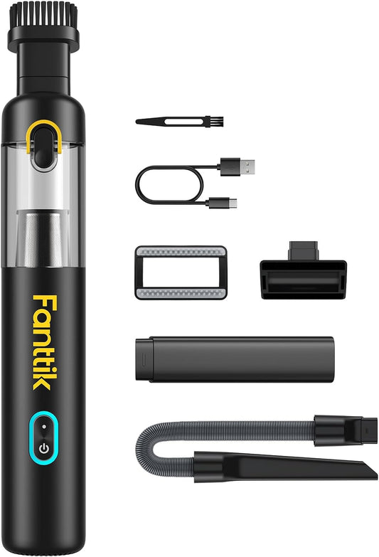 Slim V8 Mate Cordless Car Vacuum - 12000Pa Suction Power with Flexible Hose and Pet Brush, Ideal for Car and Home Cleaning, USB-C Fast Charging, Lightweight Design in Black