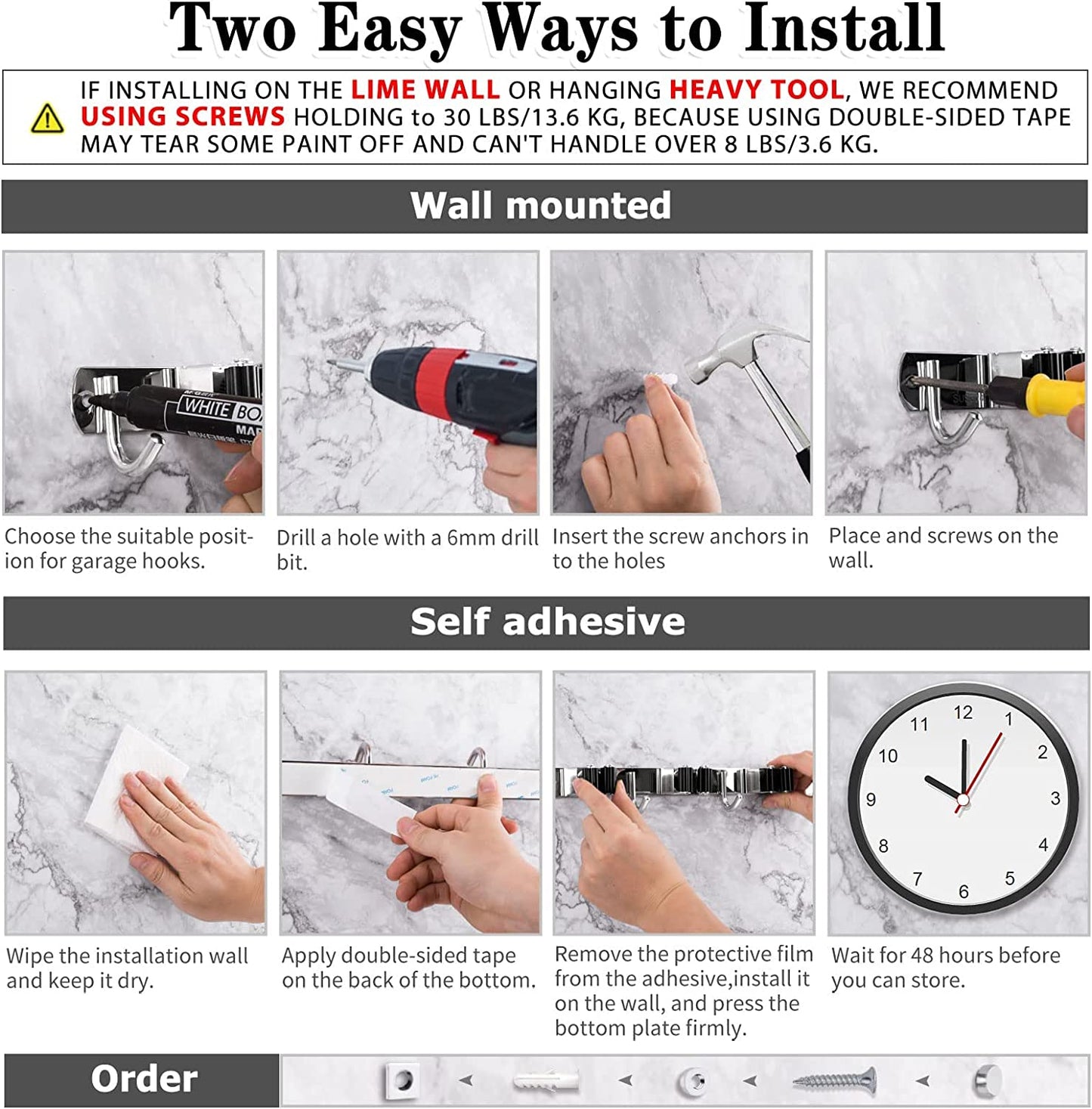 Premium Heavy-Duty Stainless Steel Wall-Mounted Broom Holder with 5 Holders and 4 Hooks for Efficient Mop and Brush Storage