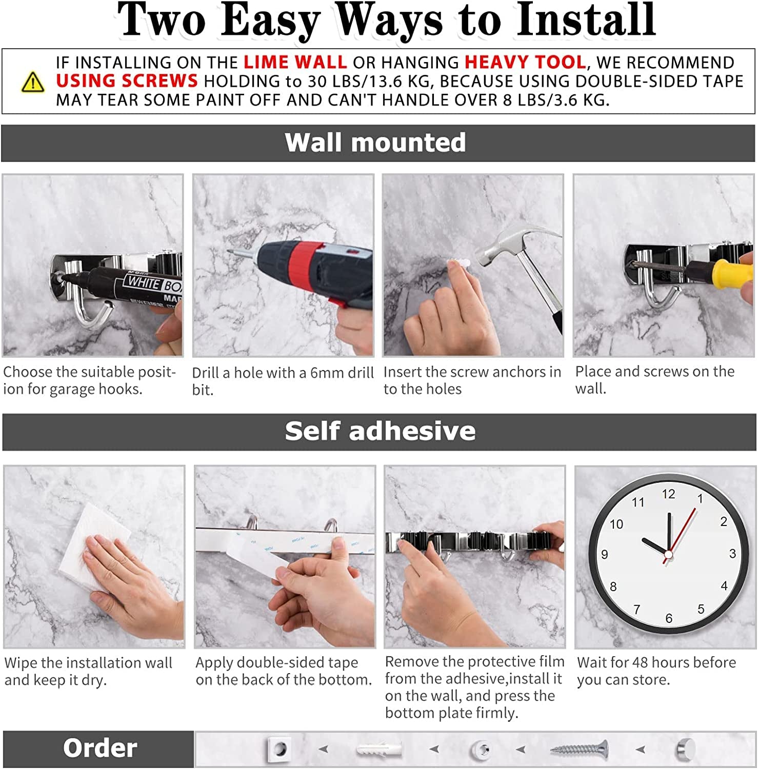 Premium Heavy-Duty Stainless Steel Wall-Mounted Broom Holder with 5 Holders and 4 Hooks for Efficient Mop and Brush Storage