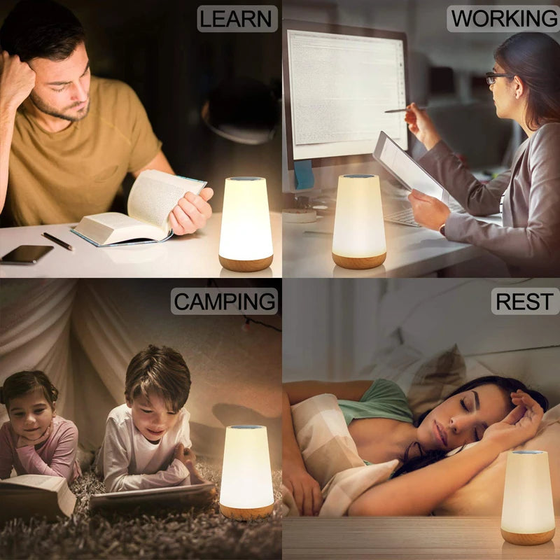 RGB Touch Control Table Lamp with Remote - 13 Color Changing Dimmable USB Rechargeable Night Light for Modern Living