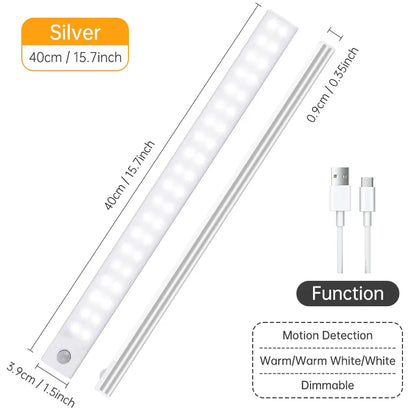 Advanced Wireless LED Motion Sensor Night Light - Rechargeable Under Cabinet Lamp for Kitchens and Wardrobes