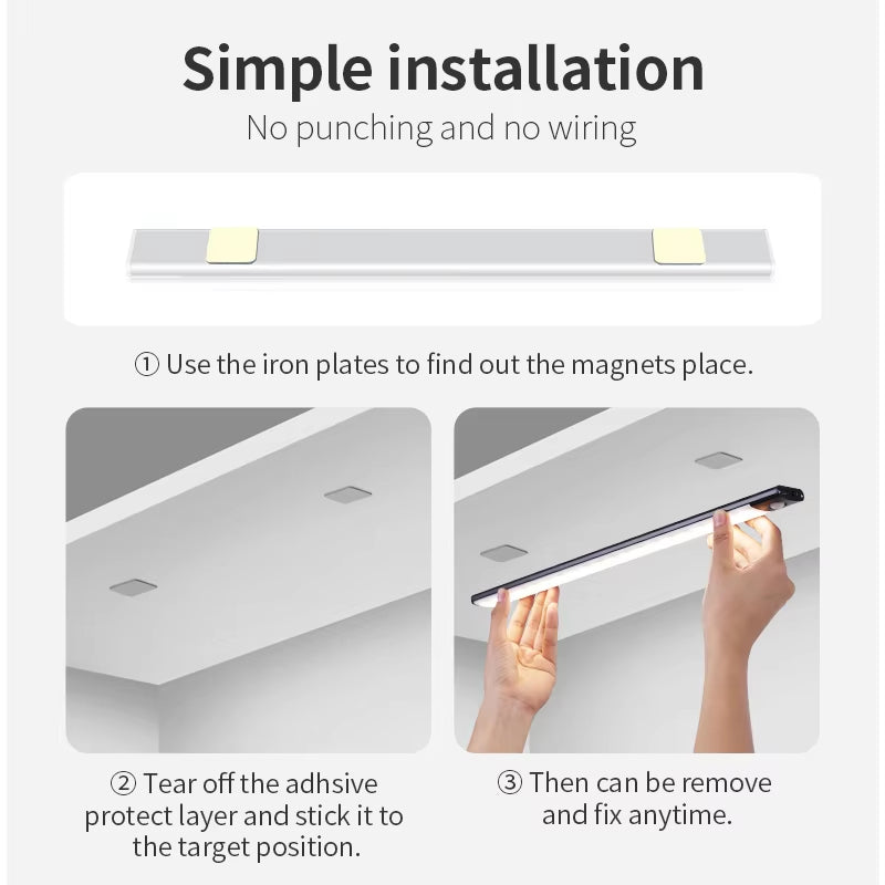 Advanced Wireless LED Motion Sensor Night Light - Rechargeable Under Cabinet Lamp for Kitchens and Wardrobes