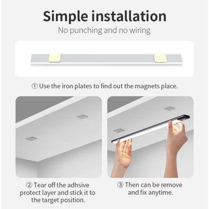 Advanced Wireless LED Motion Sensor Night Light - Rechargeable Under Cabinet Lamp for Kitchens and Wardrobes