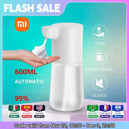 Xiaomi Automatic Induction Foam Soap Dispenser - USB Rechargeable Touchless Hand Wash System for Kitchen and Bathroom with 2000mAh Battery