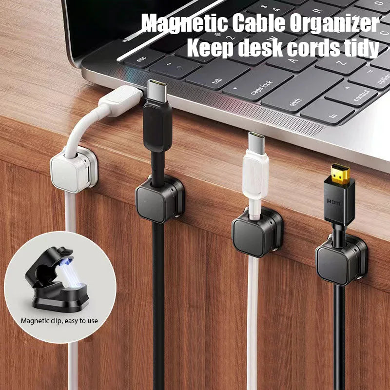 6-Piece Set of Adjustable Magnetic Cable Clips - Innovative Desk Cable Organizer for Efficient Cable Management