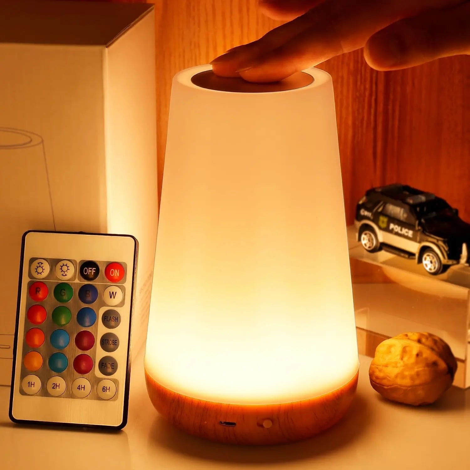 RGB Touch Control Table Lamp with Remote - 13 Color Changing Dimmable USB Rechargeable Night Light for Modern Living