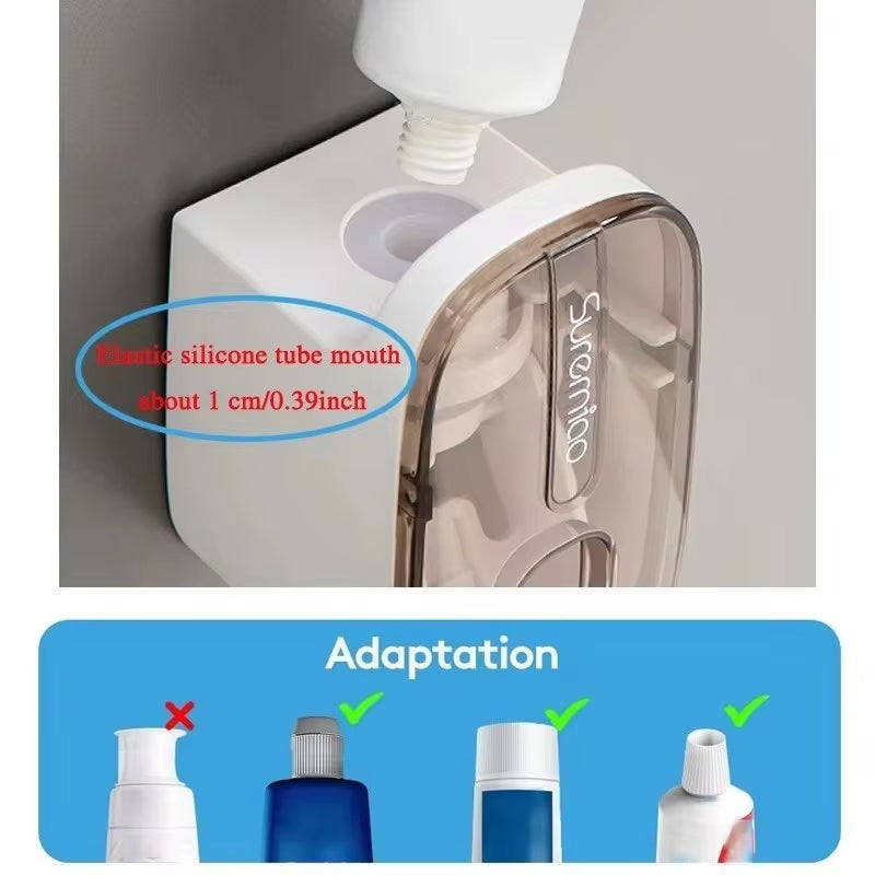 Revolutionary Automatic Wall-Mounted Toothpaste Dispenser with Integrated Toothbrush Holder - Essential Bathroom Accessory
