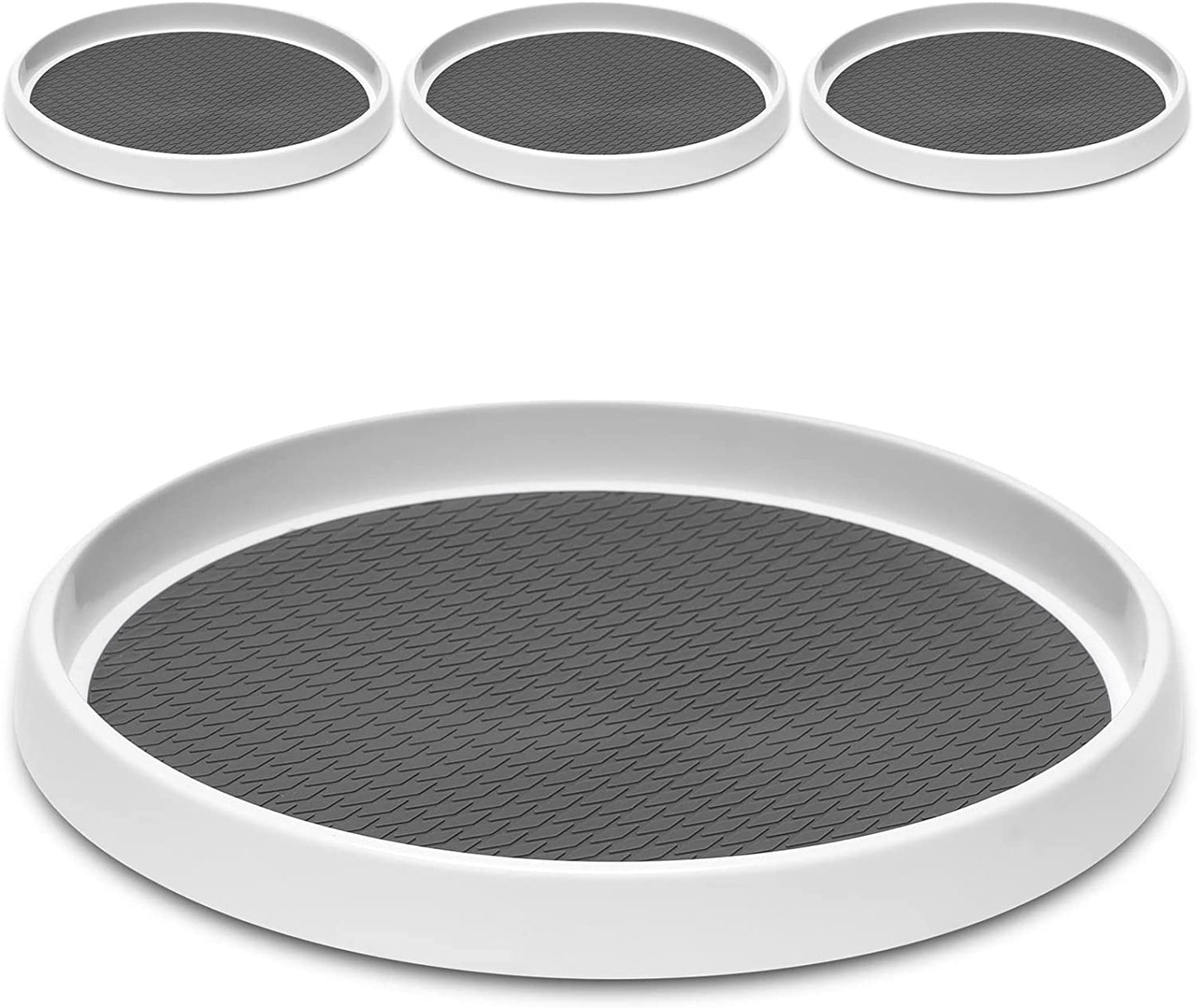 Set of 4 Versatile 10-Inch Non-Skid Lazy Susan Organizers for Efficient Cabinet and Pantry Storage - Ideal Turntable Racks for Kitchen, Fridge, Bathroom Vanity, and Spice Organization