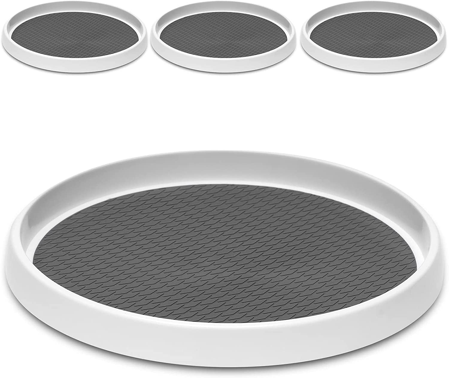 Set of 4 Versatile 10-Inch Non-Skid Lazy Susan Organizers for Efficient Cabinet and Pantry Storage - Ideal Turntable Racks for Kitchen, Fridge, Bathroom Vanity, and Spice Organization