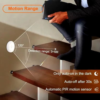 Rechargeable Motion Sensor LED Night Light - Effortless Wireless Illumination for Cabinets, Wardrobes, and Staircases