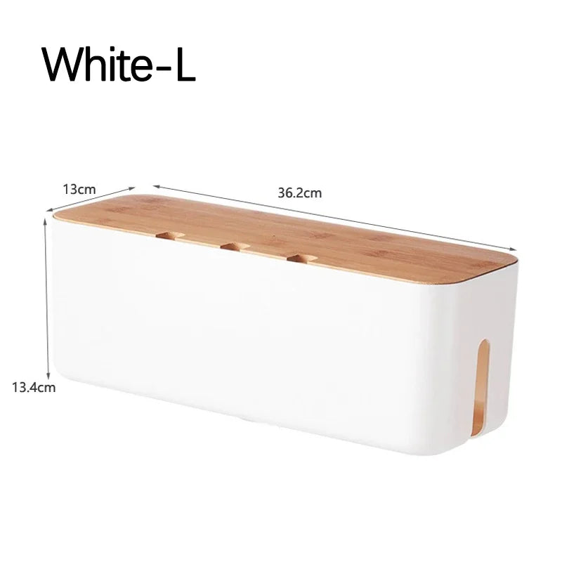 Elegant Bamboo Cable Management Box: Organize and Conceal Wires and Power Strips for a Clutter-Free Workspace