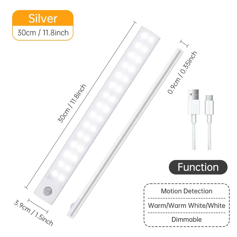 Advanced Wireless LED Motion Sensor Night Light - Rechargeable Under Cabinet Lamp for Kitchens and Wardrobes