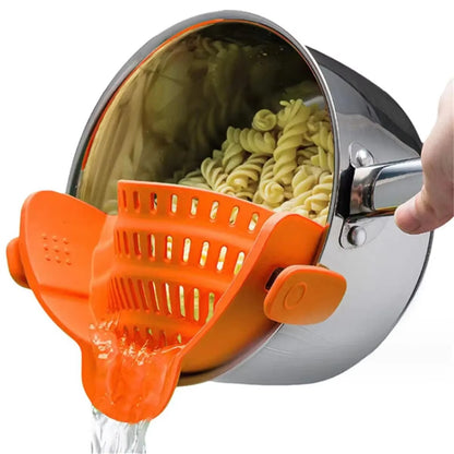 Versatile Adjustable Silicone Clip-On Strainer: The Essential Handheld Drainer for Effortless Cooking