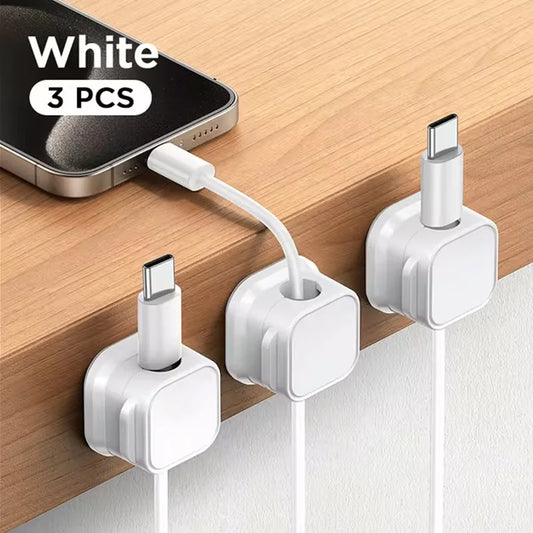 6-Piece Set of Adjustable Magnetic Cable Clips - Innovative Desk Cable Organizer for Efficient Cable Management